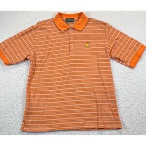 Masters Collection Mens Orange Striped Short Sleeve Golf Polo Shirt Size M